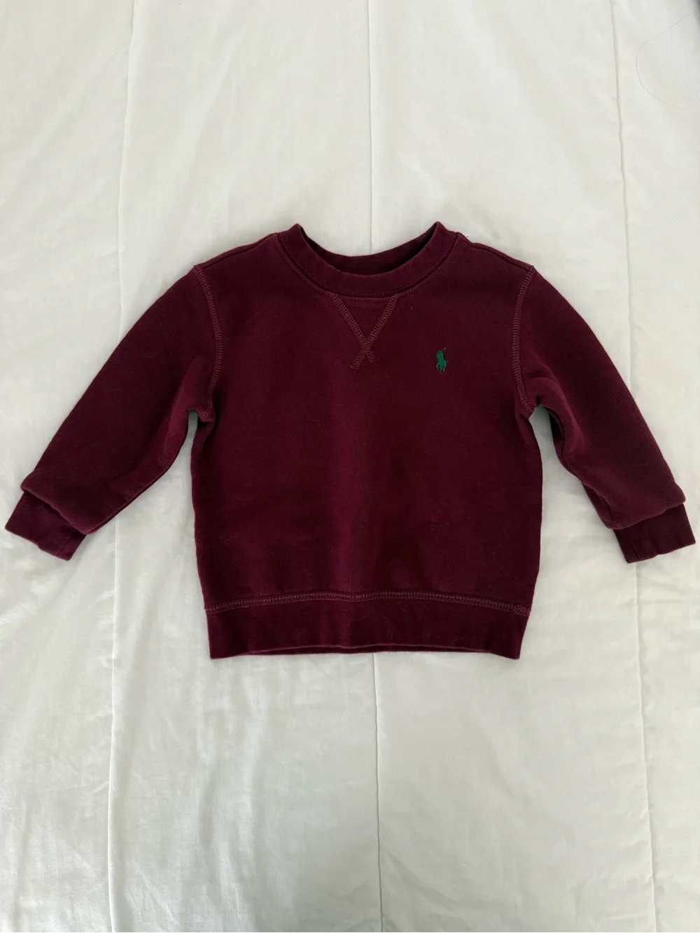 Ralph Lauren Kids Burgundy Crewneck Sweatshirt with Green Pony